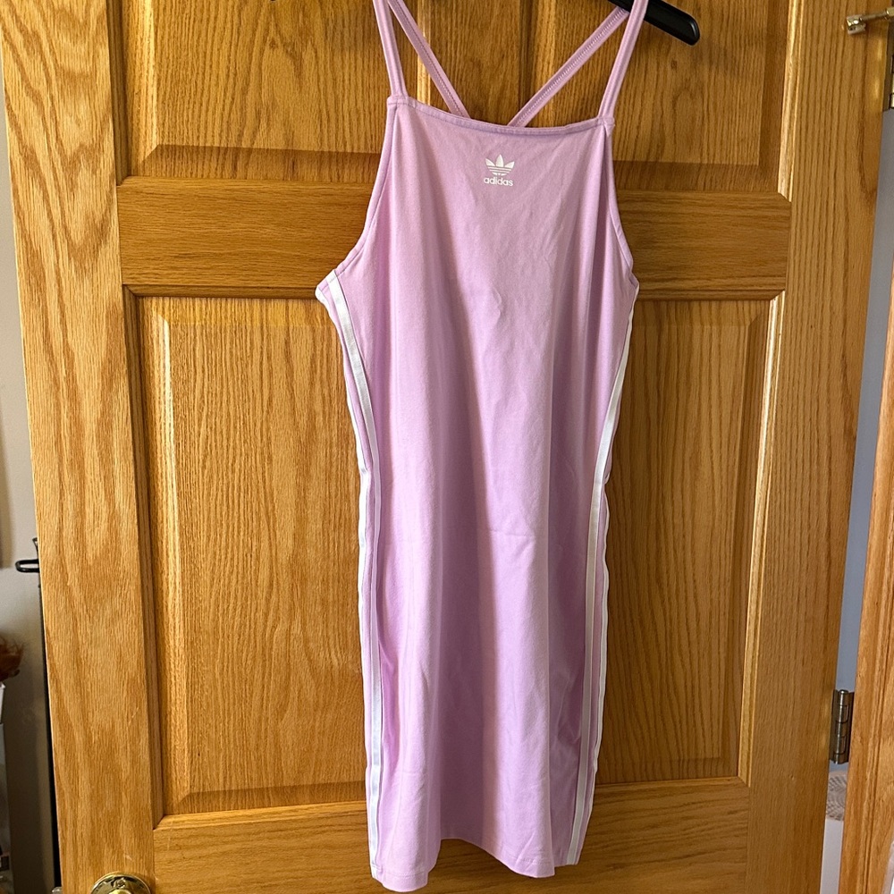adidas Lilac Tank Dress with White Stripes